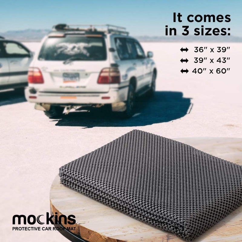 Mockins 39" x 36" Anti Slip Mat for Car Roof Cargo | Durable Soft Roof Rack Pads | Multifunctional Cut to Size Cargo Mat for SUV & Car Roof Liner | No-Scratch & Non-Skid Protective Roof Pad - Image 3